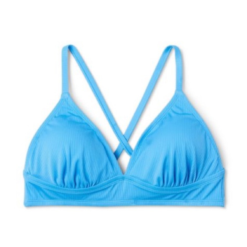 Wild Fable Blue Ribbed Triangle String Bikini Top - Picture 9 of 10